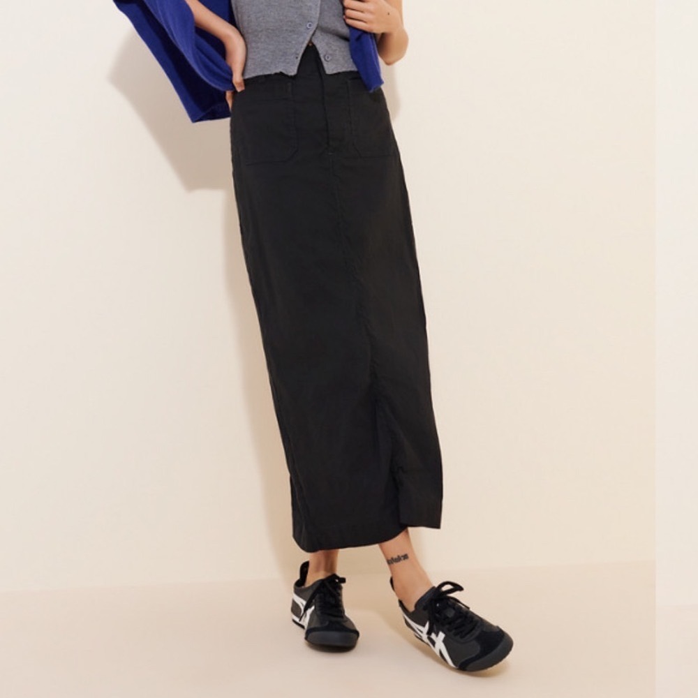 Maeve Anthropologie Colette Linen Blend Maxi Skirt Black XXS OB1790490